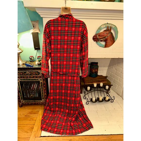 VINTAGE LANZ OF SALZBURG BY EILEEN WEST FLANNEL PLAID ROBE S - Picture 3 of 7